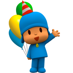 Check out this transparent Pocoyo holding balloons PNG image