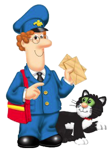 Postman Pat and Jess delivering letters