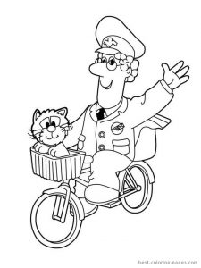 Postman Pat on his bicycle