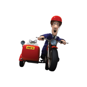 Postman Pat on motorbike