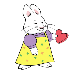 Ruby Bunny holding heart