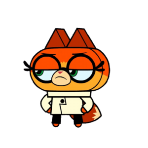 Unikitty character Dr. Fox annoyed