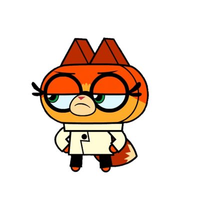 Unikitty character Dr. Fox annoyed