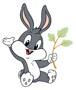 Baby Bugs Bunny holding branch