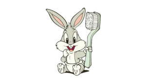 Baby Bugs Bunny holding giant toothbrush