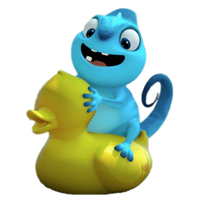 Cam sitting on a bath duck