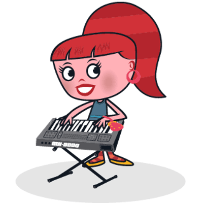 Cha-Ching character Pepper on the keyboard