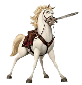 Maximus the horse holding sword
