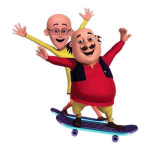 Motu and Patlu on Skateboard