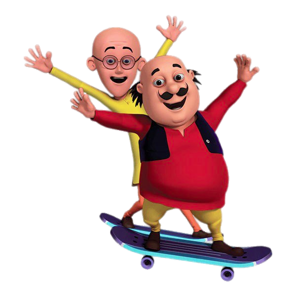 Motu and Patlu on Skateboard