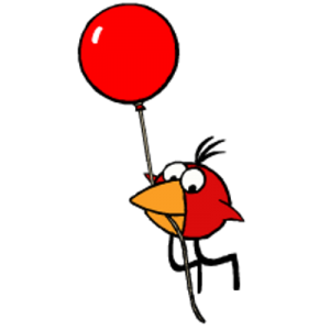 Peep character Chirp holding balloon