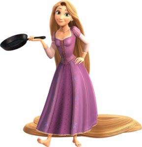 Rapunzel holding pan