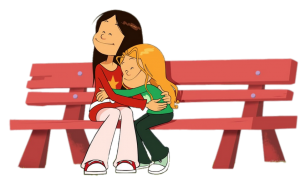 The Sisters Wendy and Marine on a bench