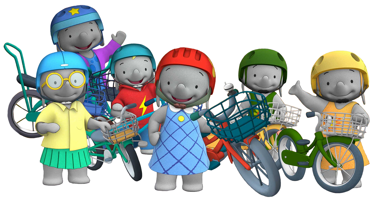 Check out this transparent Ella the Elephant on bike ride with friends PNG  image