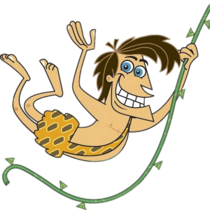 George of the Jungle on a liana