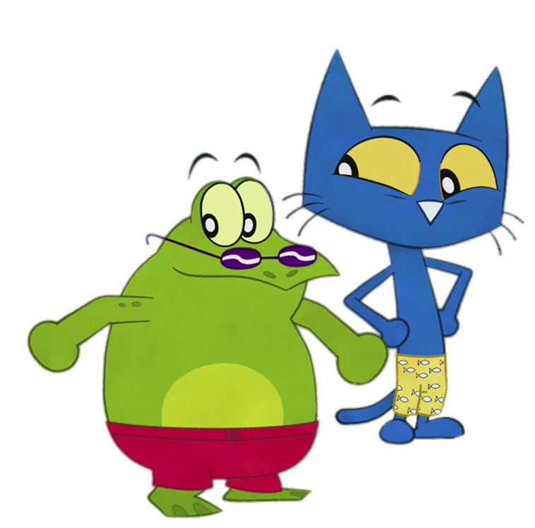 Pete the Cat and his friend the frog