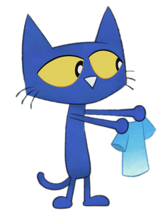 Pete the Cat showing T shirt