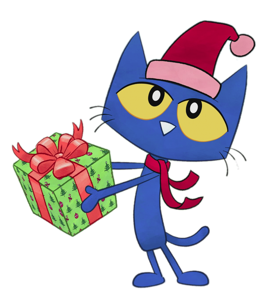 Pete the Cat with Christmas present