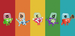 Alphablocks in a row