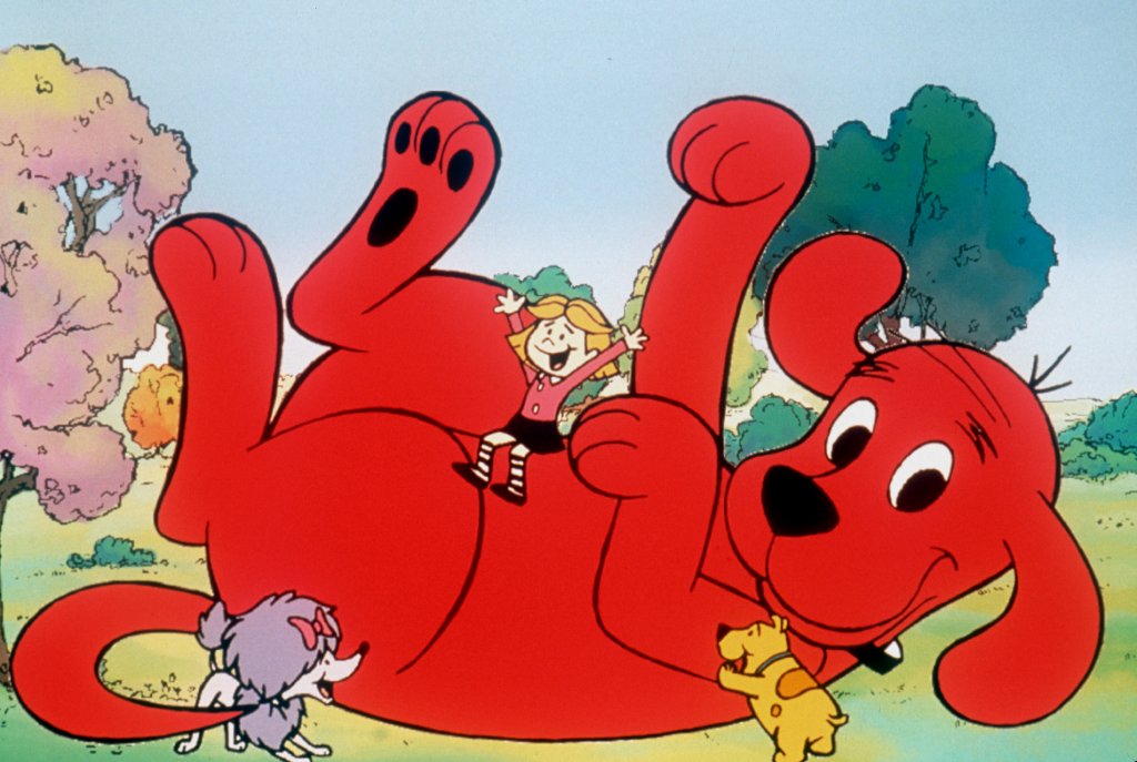 Clifford the Big Red Dog on his back