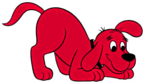 Clifford the Big Red Dog sniffing