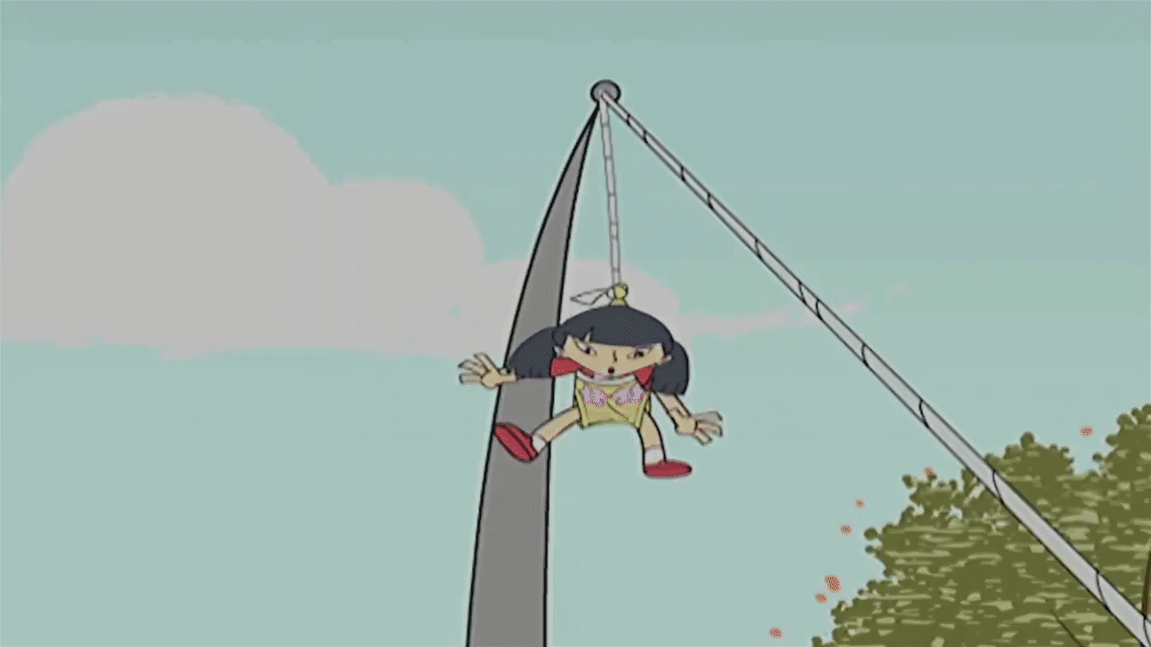 Captain Flamingo Lizbeth hanging animated GIF