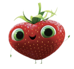 Cloudy with a chance of Meatballs character Barry the Strawberry waving