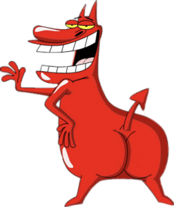Cow and Chicken Red Guy waving