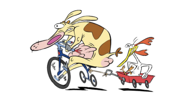 Cow and Chicken on a bicycle