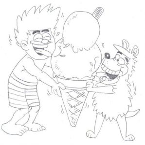 Dennis and Gnasher eating ice cream