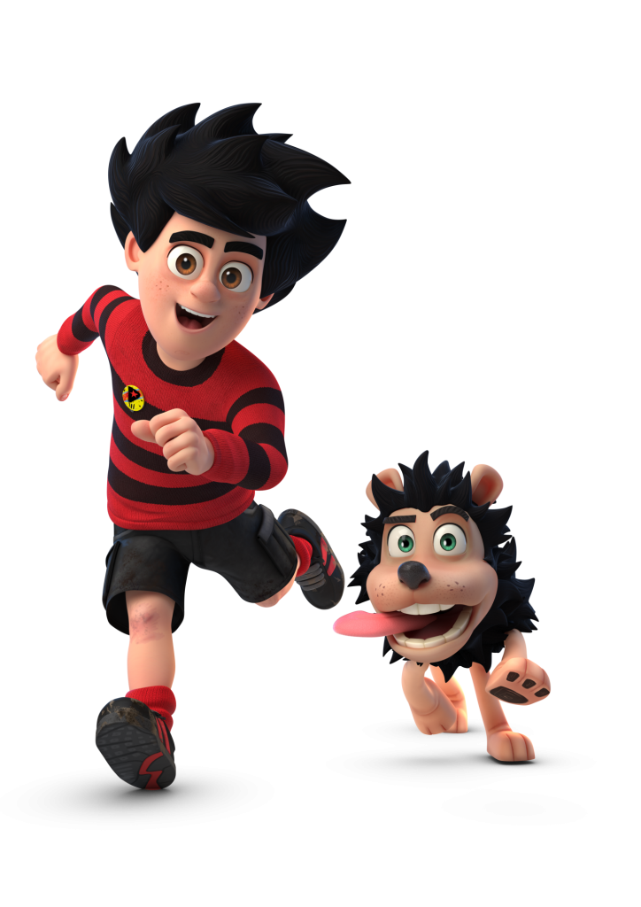 Dennis and Gnasher running