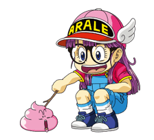 Dr. Slump Arale playing with pink poo