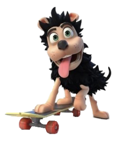 Gnasher on his skateboard