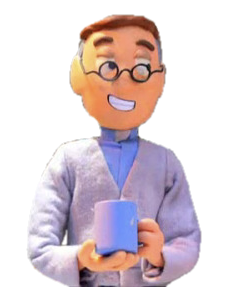 Moral Orel Reverend Putty holding coffee