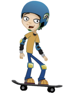 SheZow character Maz on skateboard