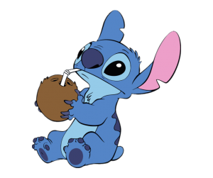 Stitch Drinking from a Coconut