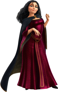 Tangled character Gothel with black cape