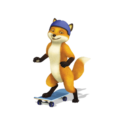 Franklin and Friends character Fox on Skateboard