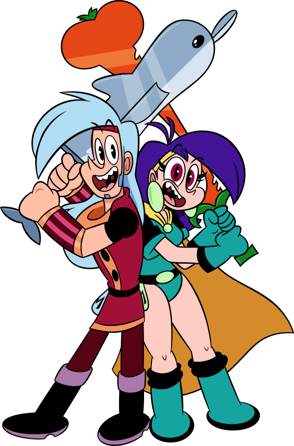Mighty Magiswords characters Vambre and Prohyas.