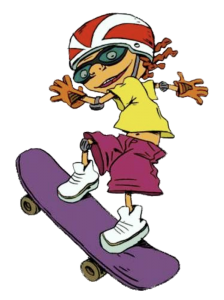 Rocket Power character Otto doing skate trick