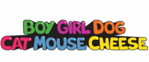 Boy Girl Dog Cat Mouse Cheese logo