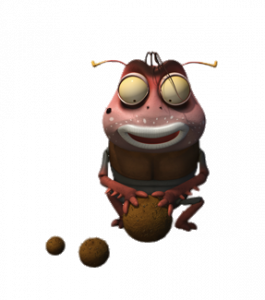 Larva Brown gathering dung