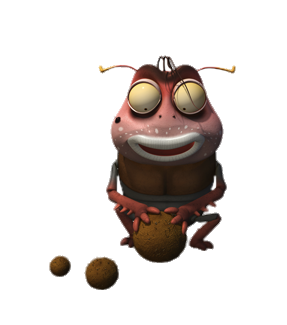 Larva Brown gathering dung
