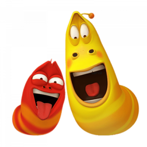Larva Red and Yellow making funny faces