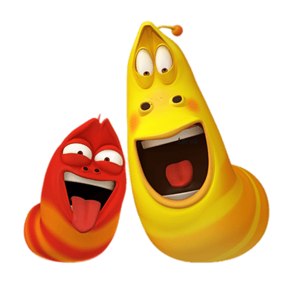 Larva – Red and Yellow making funny faces