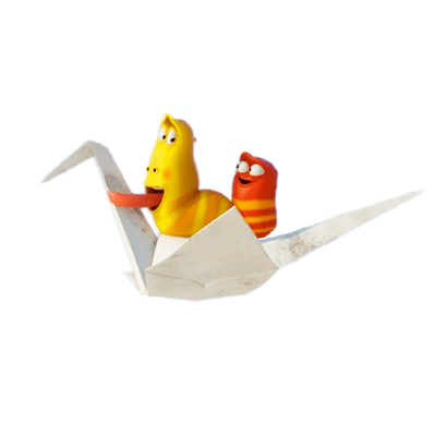 Larva – Red and Yellow on paper plane