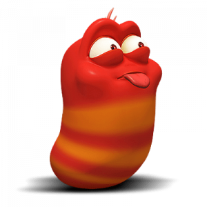 Larva Red showing tongue