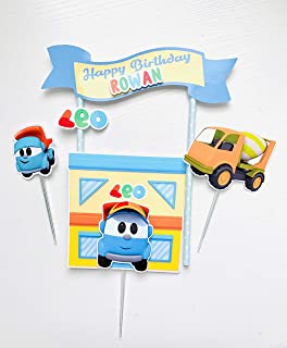 Personalized Leo the Truck Theme Cake Topper
