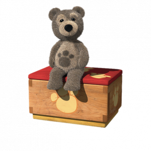 Little Charley Bear Sitting on a box