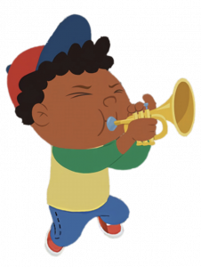 Little Einsteins Quincy playing the trumpet